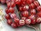 *12* 10mm Copper Washed Matte Ruby Red AB Faceted Round Melon Beads